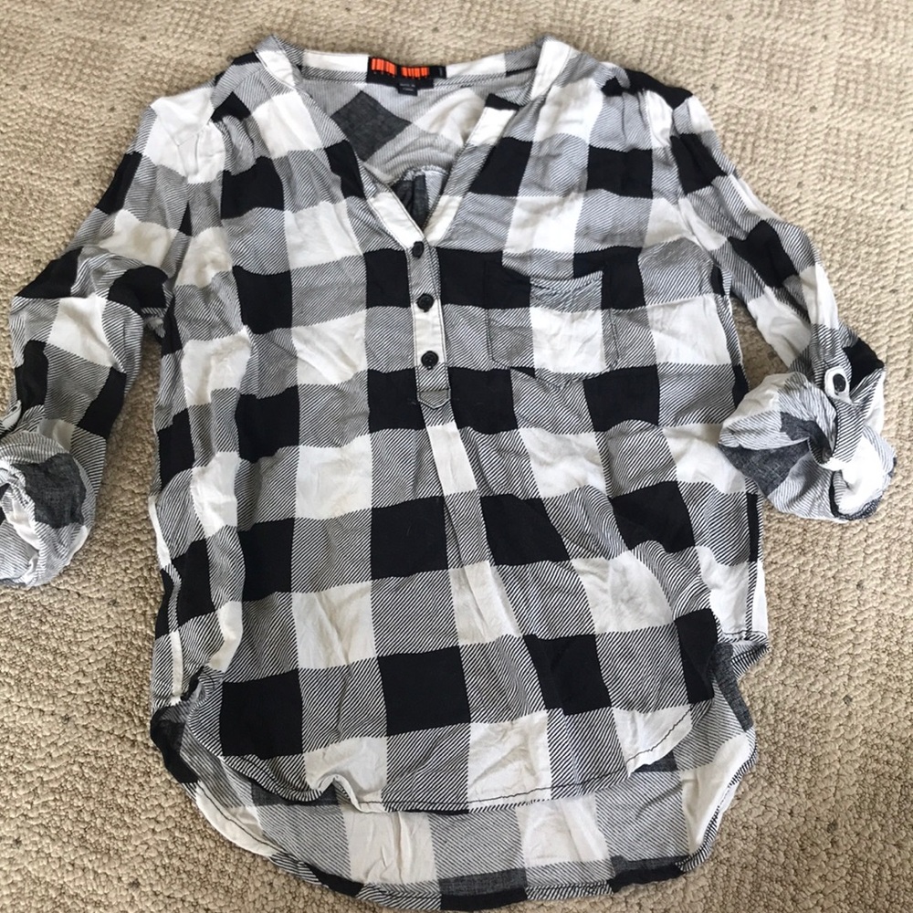 Black & White Plaid Top